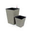 Paquet de 2 jardinières carrées à arrosage automatique pour l'intérieur et l'extérieur - Osier tissé à la main - Gris-409134921