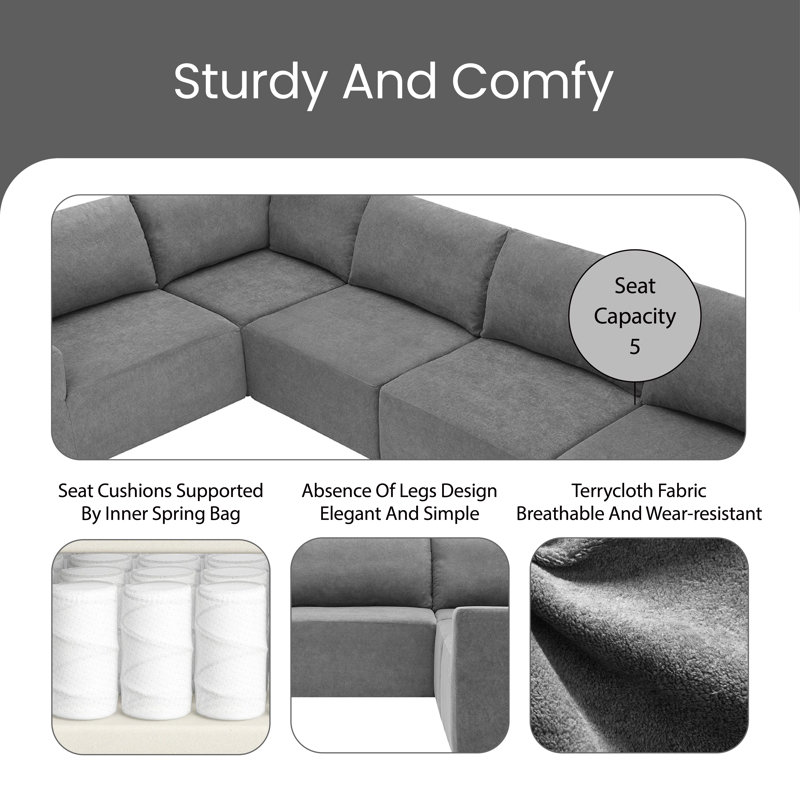 Canapé modulaire Darende, Polyester gris