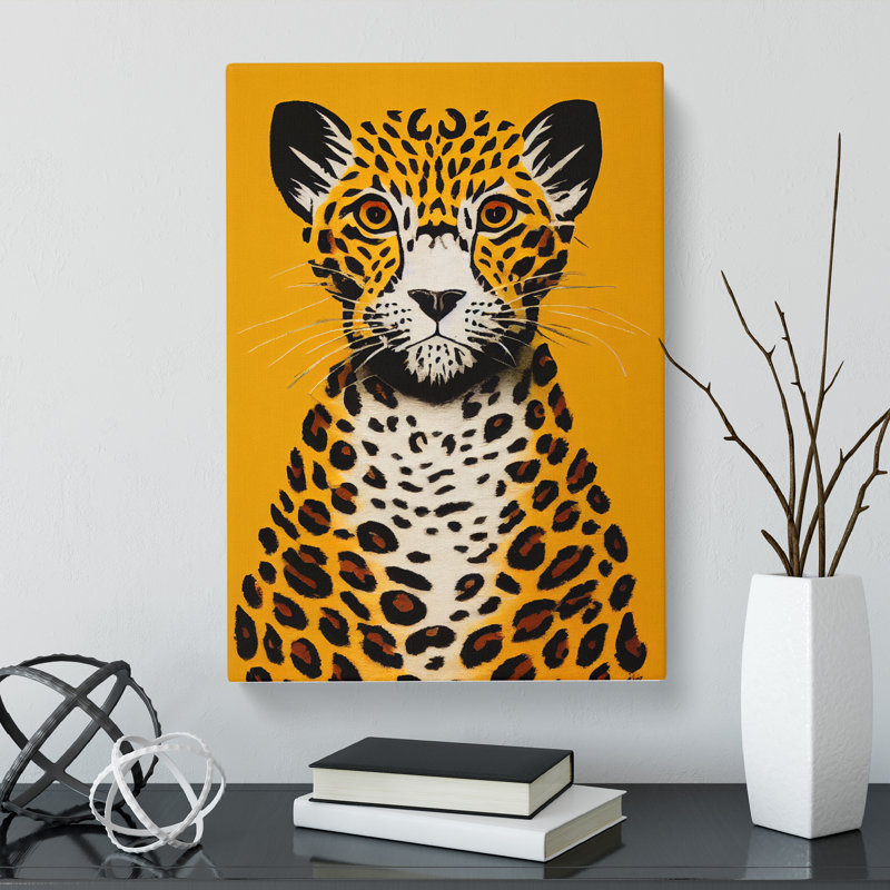 CAN-V0523-1334X Leopard Minimalism - Wrapped Canvas Print, 50cm H x 35cm W x 3cm D, No Matte, Wrapped Canvas
