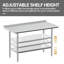 Table de travail en acier inoxydable avec dosseret, table commerciale pour table de préparation et de travail, P 24 po x H 34 po-308068208