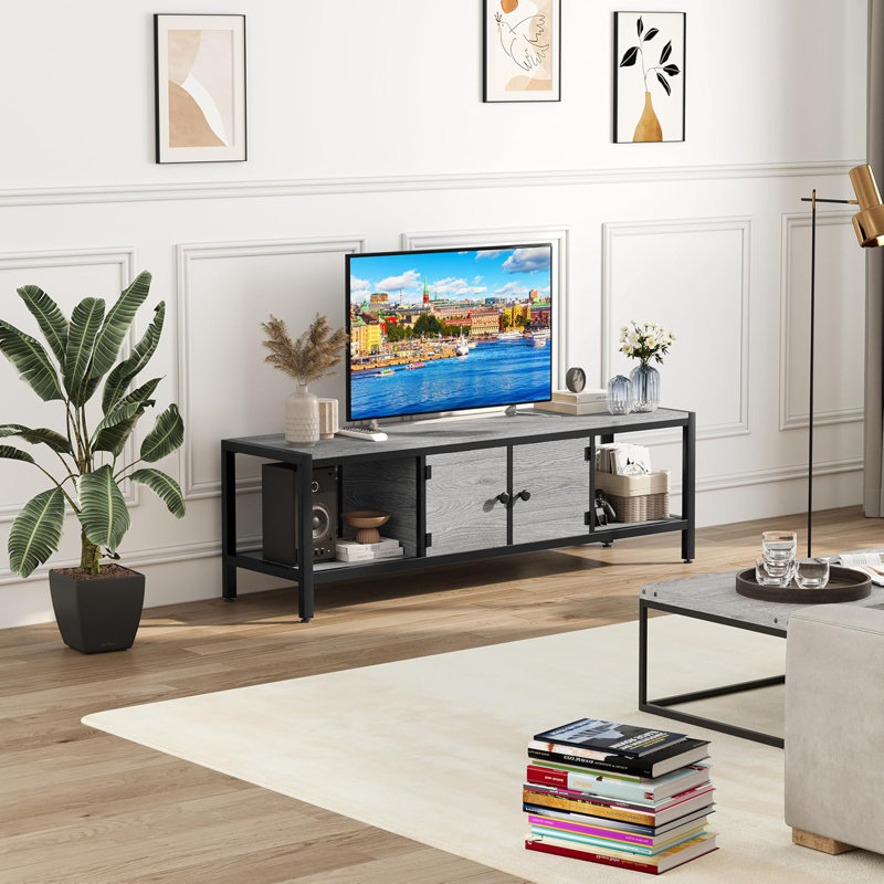 Meuble audio-vidéo jusqu'à 75 po pour salon, chambre à coucher, Brun, H 18,5 po x l 58 po x P 15,8 po