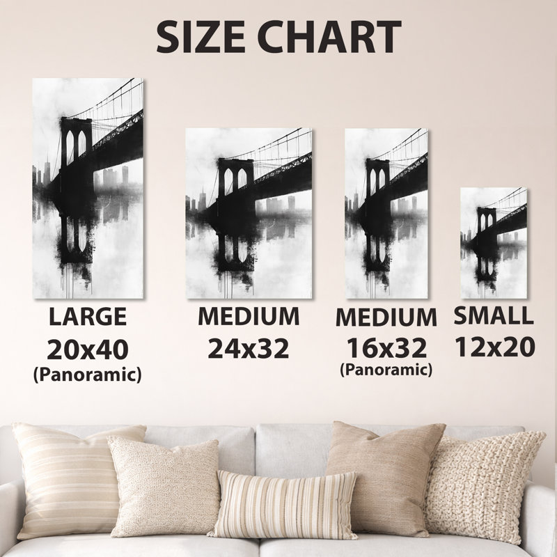 Urban Urban Prints - Brooklyn Bridge Reflection, art mural en métal blanc New York, L 12 po x H 20 po