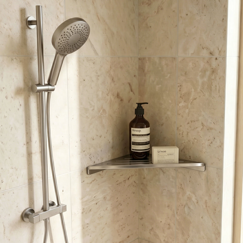 Tablette de douche Melvonia, Nickel brossé