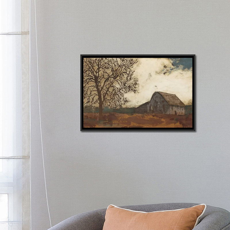 « erstwhile grange ii », reproduction d’art sur toile, H 18 po x l 26 po x P 1,5 po, Toile avec cadre noir, Pas de tapis