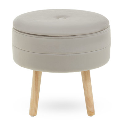 Presidio 46cm Wide Tufted Round Solid Colour Ottoman with Storage