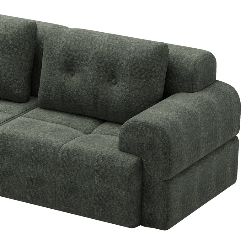 Canapé modulaire modulaire avec méridienne, structure en mousse complète, conception d'emballage par compression, revêtement en tissu tissé, canapé moderne surdimensionné pour le salon