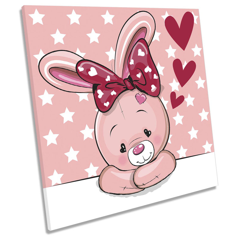 Z2603 Cute Rabbit Kids Room - Wrapped Canvas Print, 60cm H x 60cm W x 2cm D