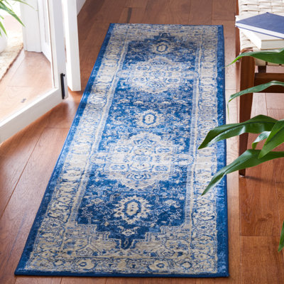Tapis bleu marine / gris Aurich 851