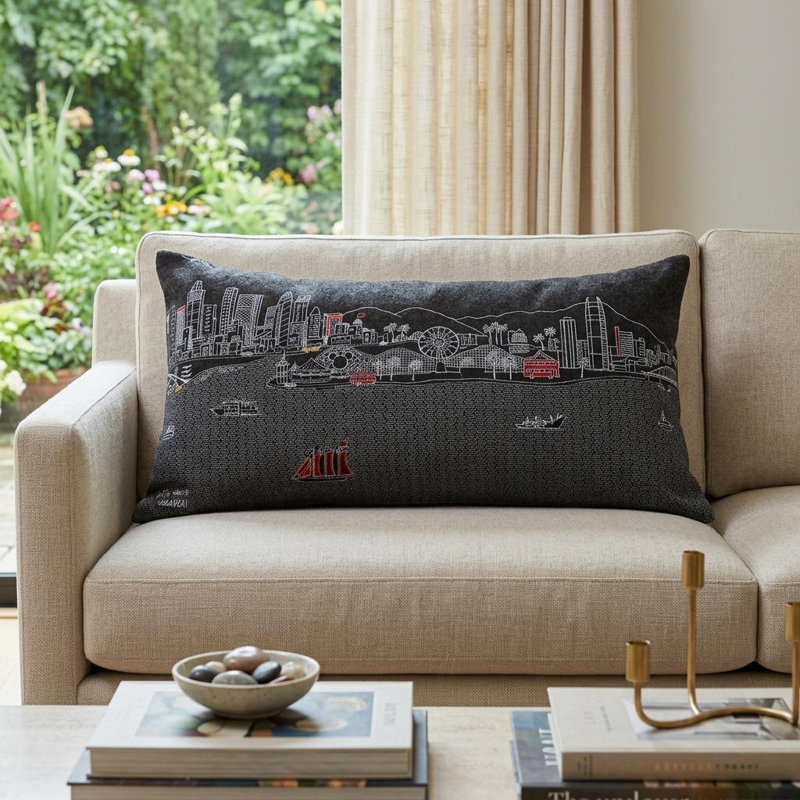 Coussin lombaire 35 po Los Angeles, Gris, 14 po x 35 po
