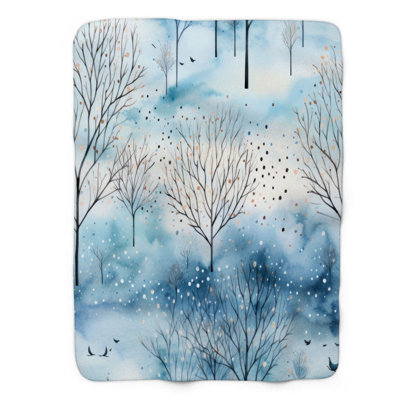 Artistic Winter - Couverture sherpa de qualité supérieure 1 pièce
