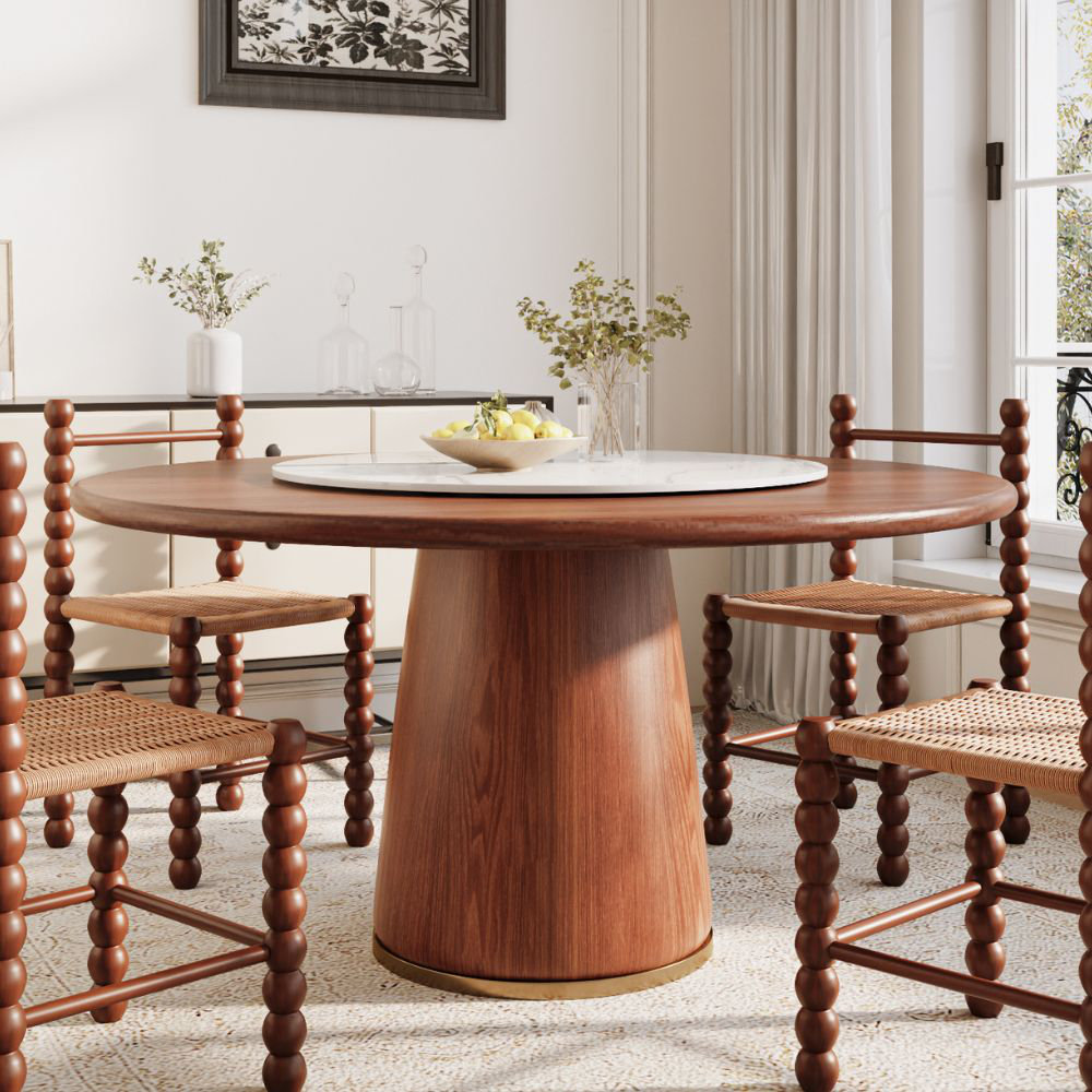 Brayden Studio Gullu Round Dining Table With Lazy Susan For 6-8 People  Wayfair