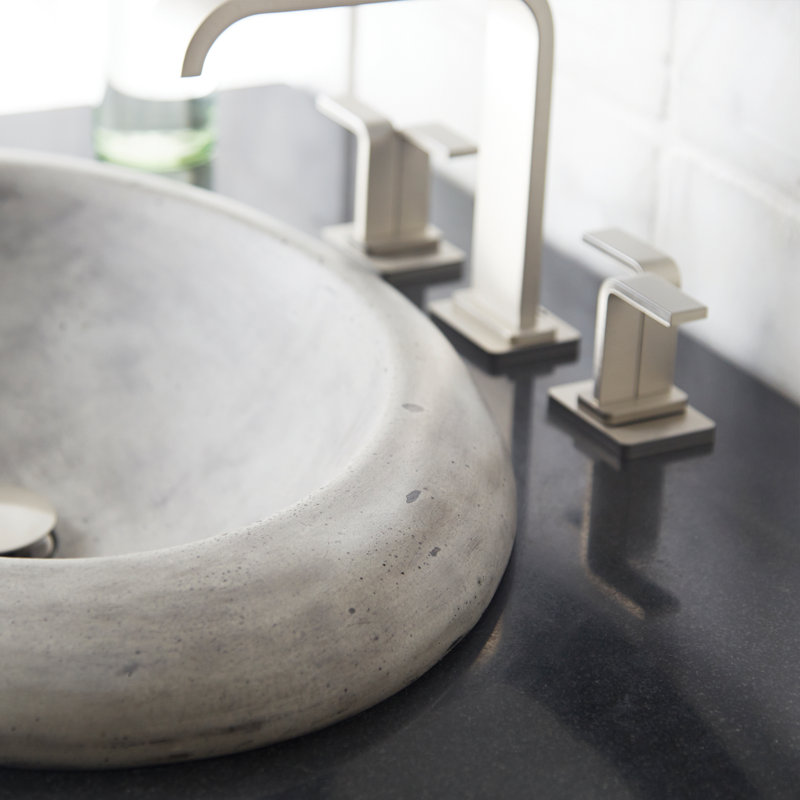 Cuyama Slate Stone Handmade Oval Drop-In Bathroom Sink, Ash