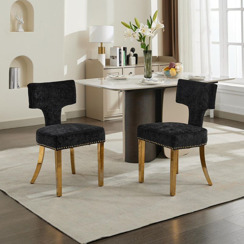 Ensemble de 2 chaises de salle à manger de style Mid-Century moderne, Beige