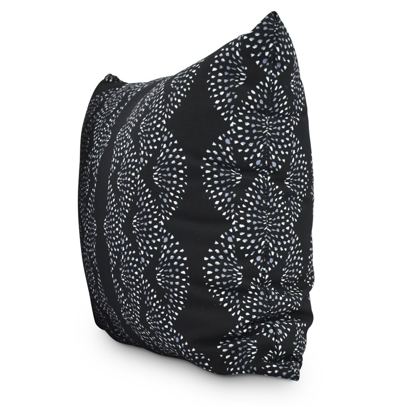 Fickle Florals Geometric Outdoor Reversible Throw Pillow, Black, 18" x 18"