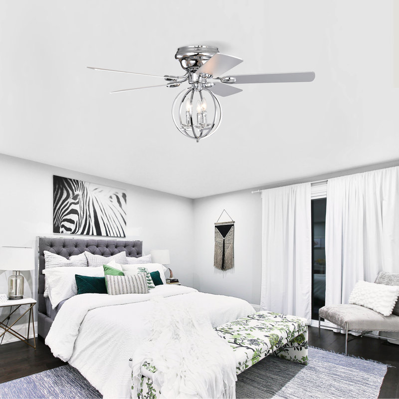 Juels 52'' Ceiling Fan with Light Kit, Chrome