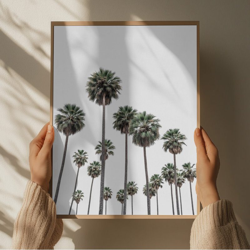 Tall Tropical Palms by Josie George — Landscape Wall Art, Framed Canvas, 12 × 18, Gold