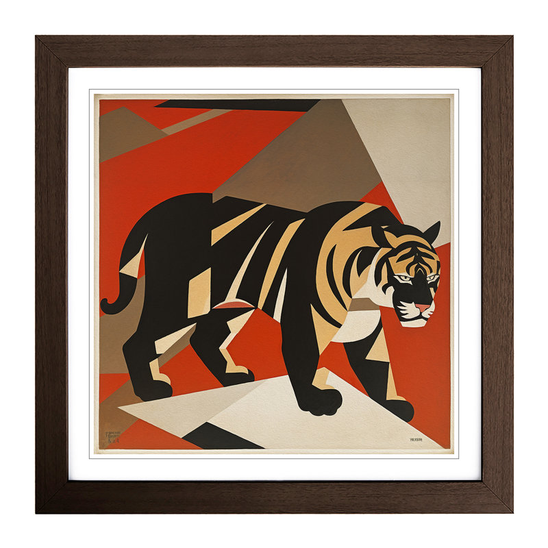 Tiger Suprematism - Framed Print, Walnut
