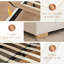  Lit plateforme tapissier en lin avec tables de chevet attachées, tiroirs de rangement et support à lattes de bois-810573560-810573566