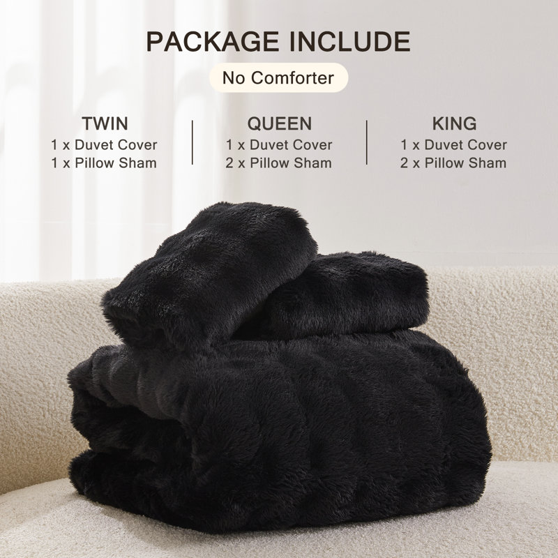 EMME Luxury Elegant Shaggy Bubble Bedding Sets，Faux Fur Duvet Cover  , 2/3 Pieces Soft Fluffy Comforter Cover, Cozy Warm for Winter