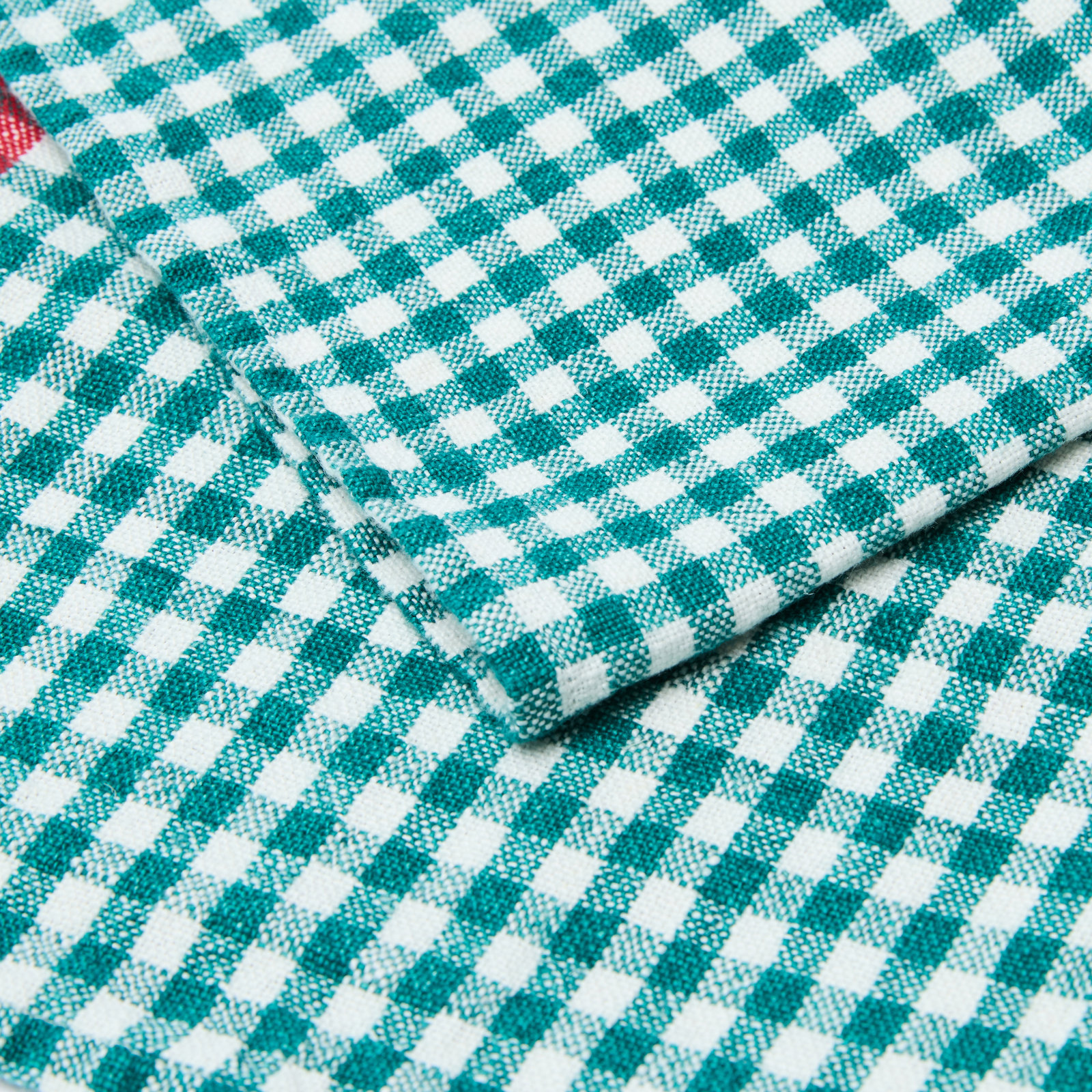 Reversible Linen Napkin, Green with Red Trim