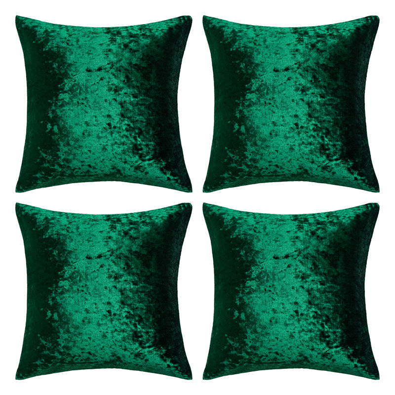 Velvet Reversible Pillow Cover, 18" H x 18" W, Dark Green