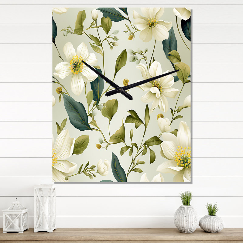 Serene Botanics Tropical Motif III - Très grandes horloges murales tropicales, H 32 po x l 14 po x P 1 po