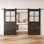 Portes de grange en verre givré non assemblé et fini demi-verre 30 po x 80 po Homacer Ebony