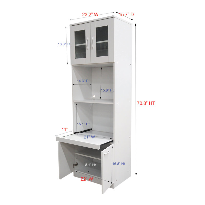 Danbury Tall White Laminate Kitchen Storage Cabinet with Glass Doors