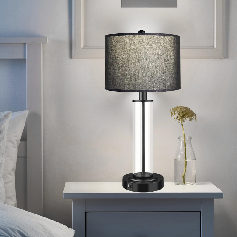 Ensemble de lampes de table luxueuses et rechargeables de luxe - commande tactile, deux ports USB, ampoules DEL, Noir, Gris