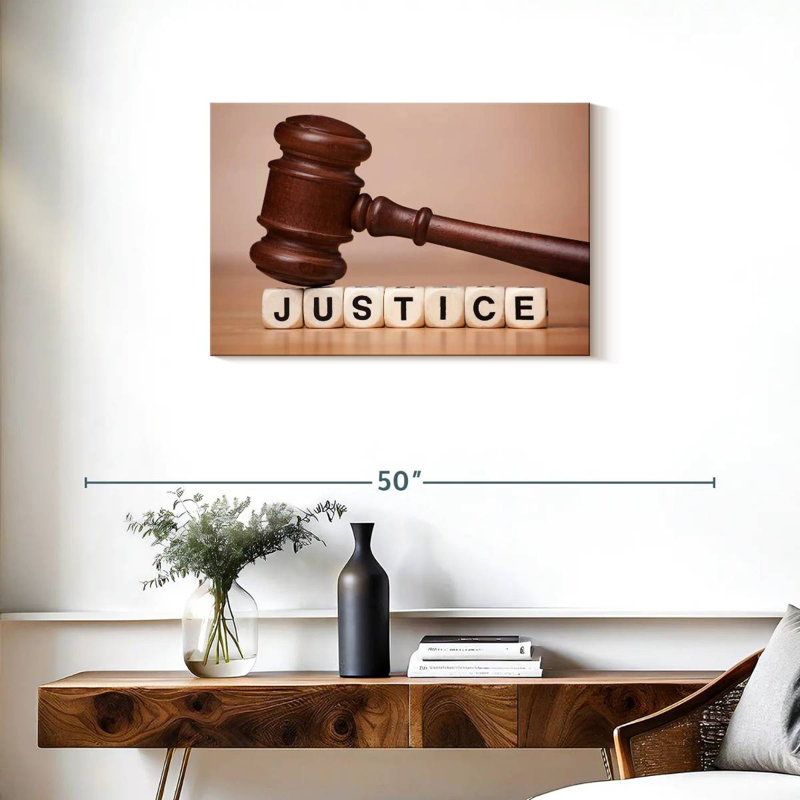 Cubes de lettres Alcaraz Justice, H 20 po x l 30 po