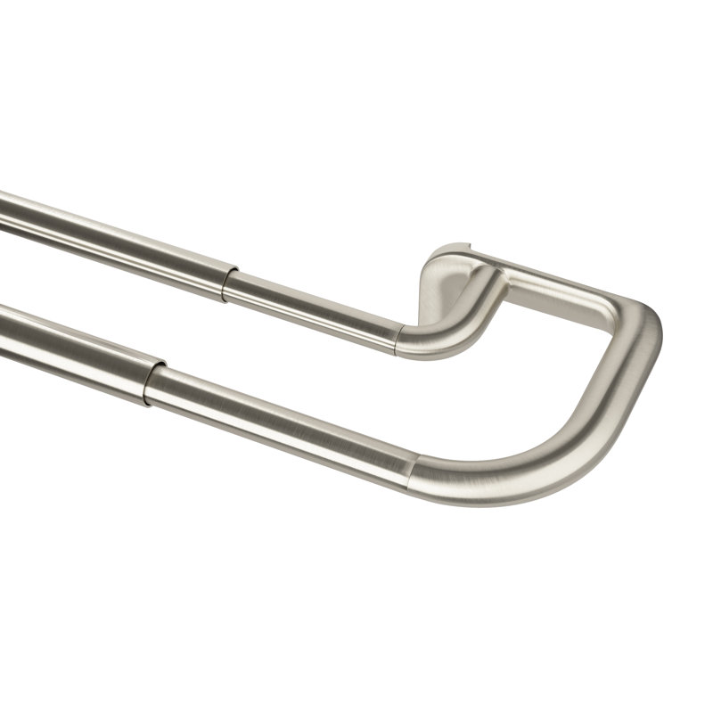 Tringle à rideaux double en acier allié durable de 66 po à 144 po Ailanni, Nickel, 66" - 144"