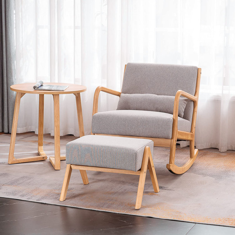 Chaise berçante inclinable avec repose-pieds Ahvianna, Gris
