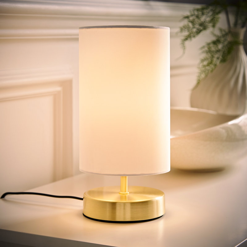 Romica Metal Table Lamp, Brushed Gold, Yes, White