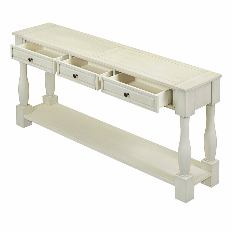 Cervantez Console Table Long Console Table with Drawers and Shelf,entryway table,sofa table, Antique White Incorrect