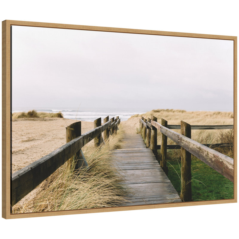 «Coastal Beach Boardwalk Ocean Landscape» par Patricia Hasz de Patricia Rae, reproduction d'art sur toile encadrée