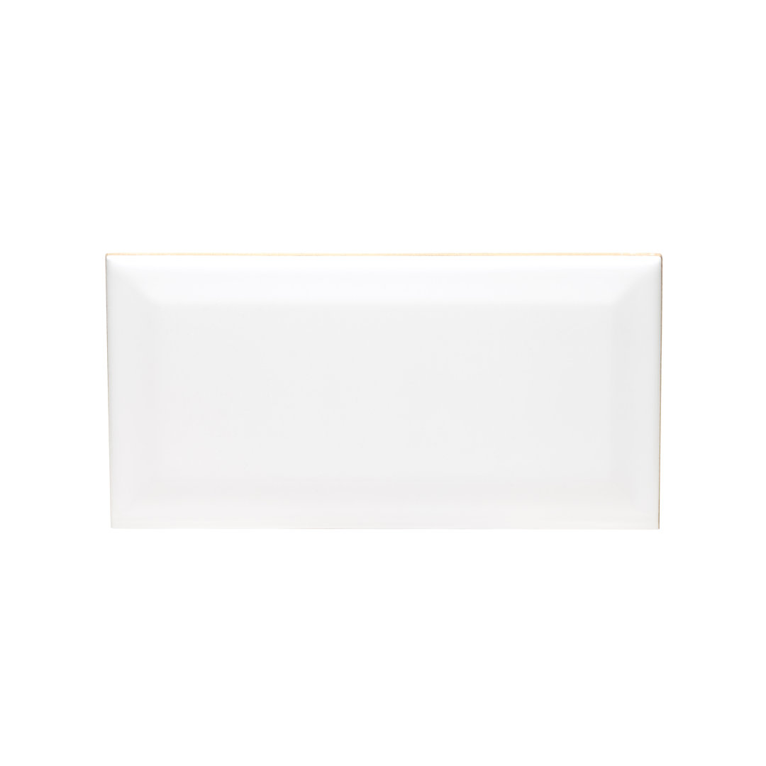 Segment Blanc 3 in. x 6 in. Glossy Beveled Ceramic Subway Tile Ackland 
