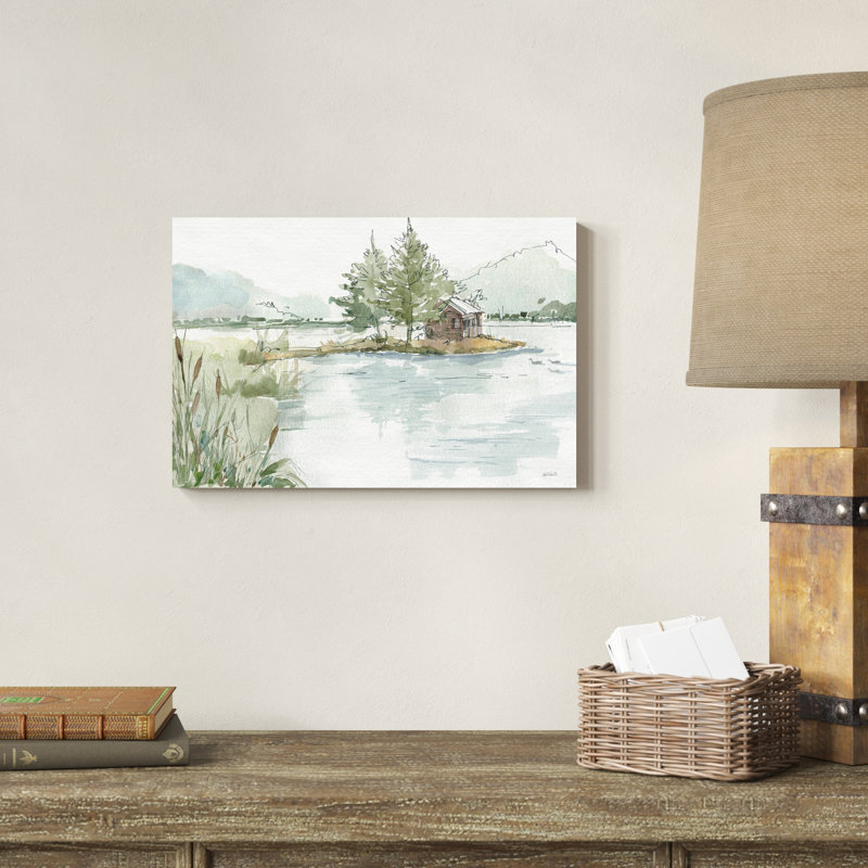 Serene Lake II, H 12 po x l 18 po, Non, Walnut Floater Framed