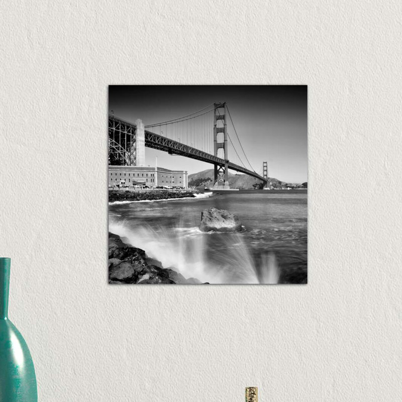 Golden Gate Bridge With Breakers by Melanie Viola - Wrapped Canvas Print, 45.72 cm H x 45.72 cm W x 1.91 cm D