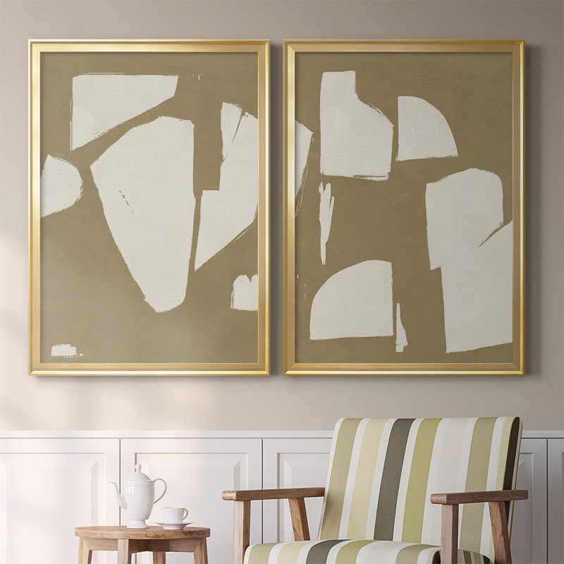 Chunky Abstract III, toile encadrée de qualité supérieure - prête à être accrochée, Toile avec cadre doré
