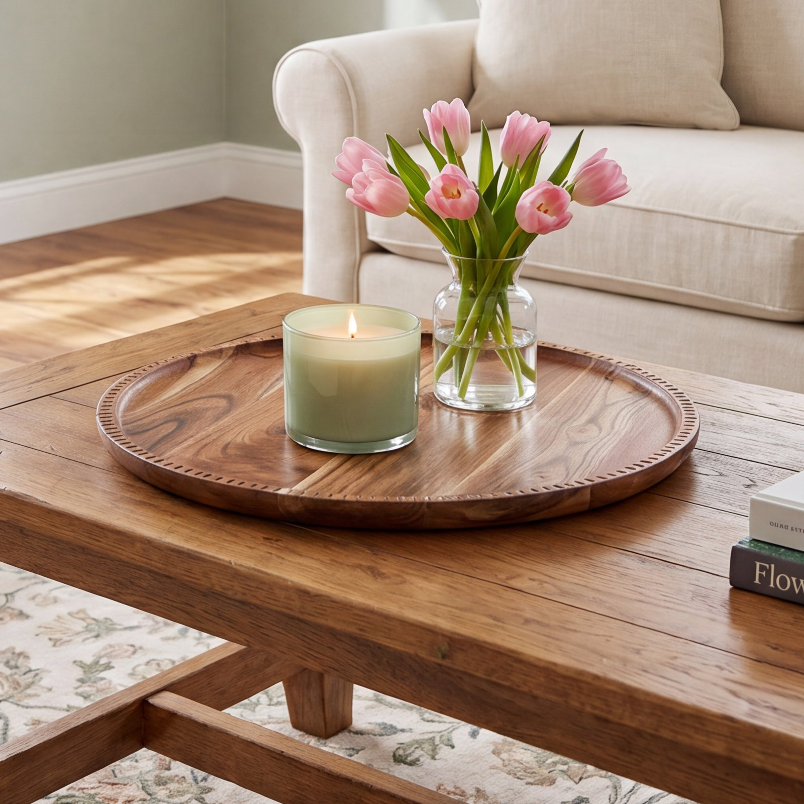 Rotating Lazy Susan Charcuterie With Hand-Etched Border