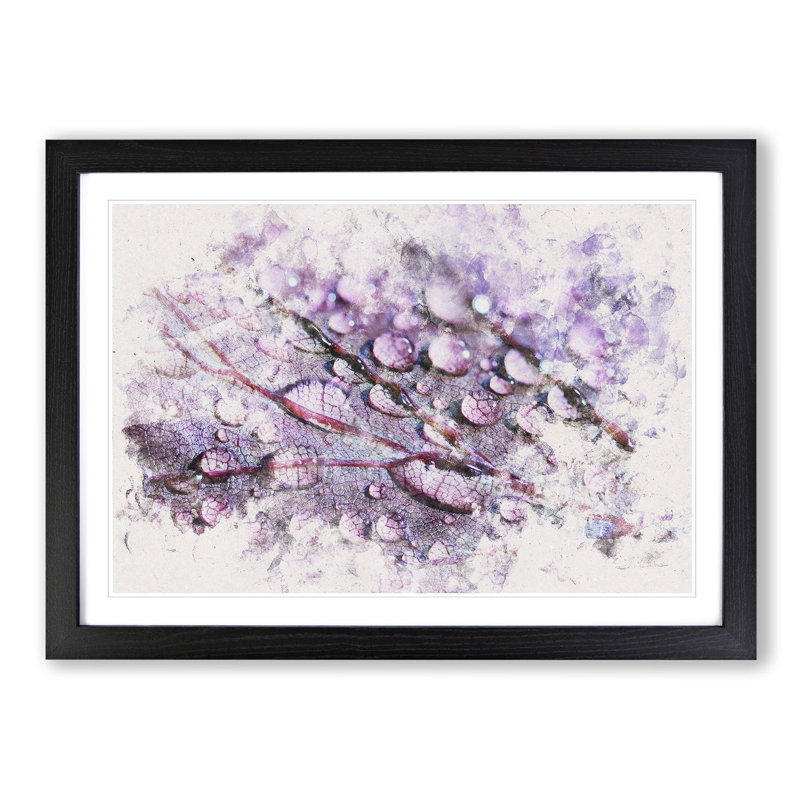 Dewdrops Upon A Lilac Leaf - Single Picture Frame Painting on MDF, Black Framed, 40cm H x 60cm W x 2cm D