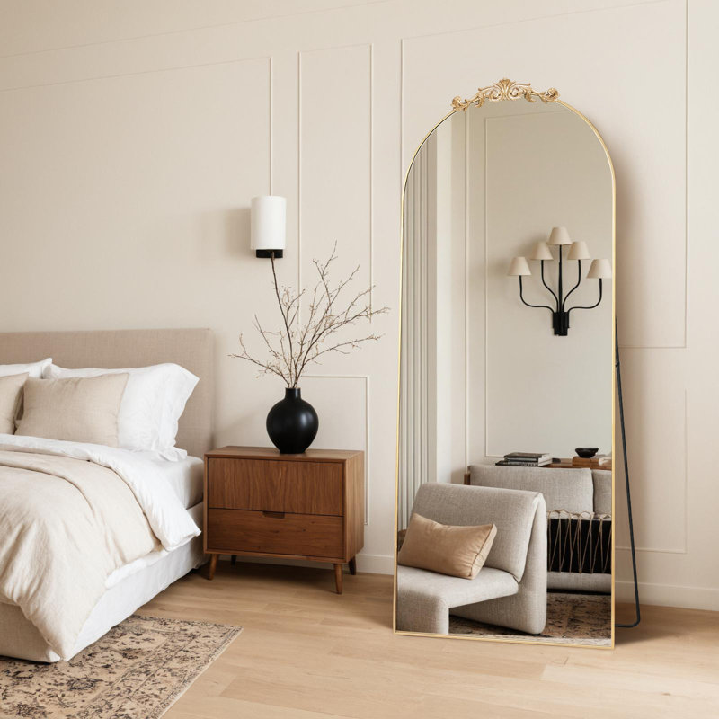 Oversized Vintage Arch Accent Full Length Wall/Floor Mirror, Gold, 71" x 28"