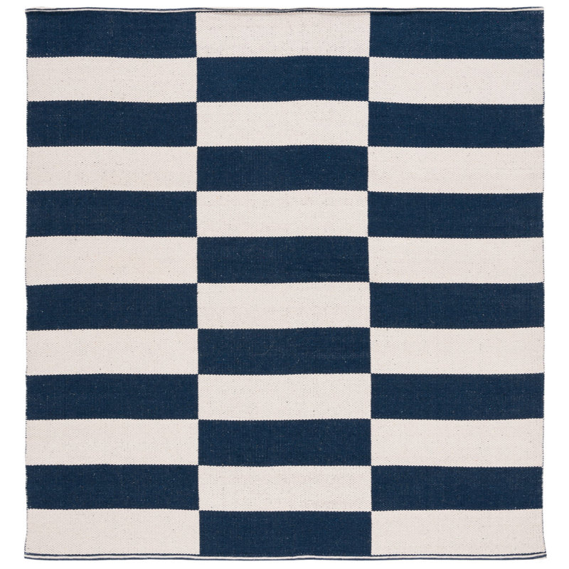 Montauk Hand Woven Cotton Geometric Rug, Square 6'