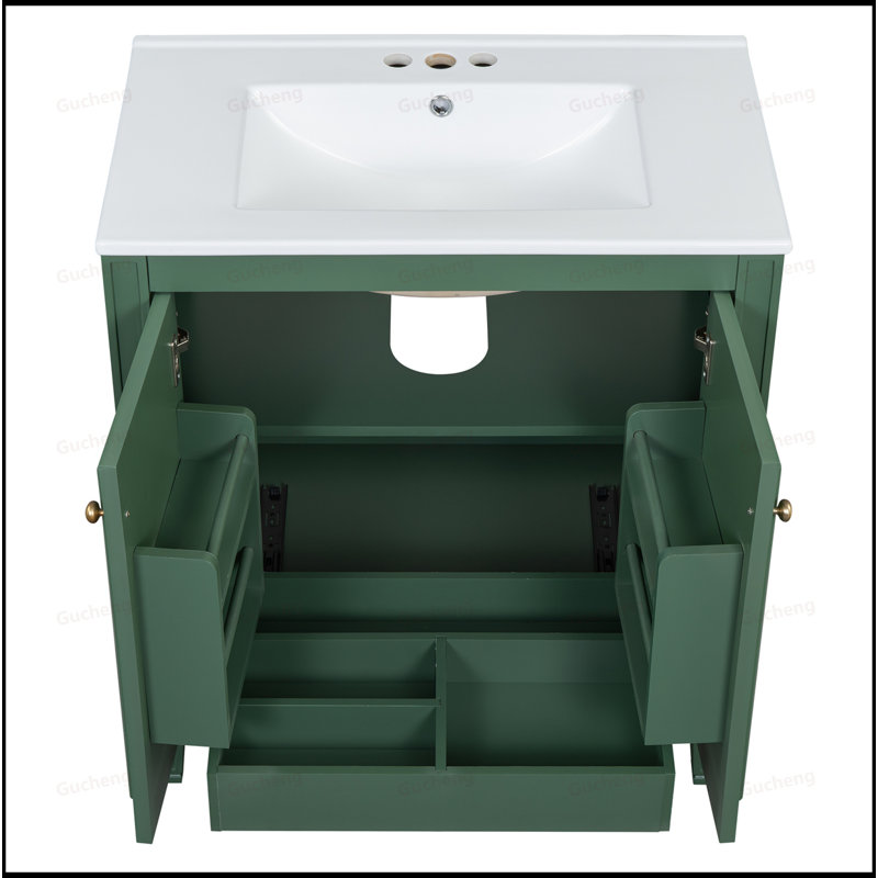 Meuble-lavabo 30 po avec lavabo et tablette, Vert