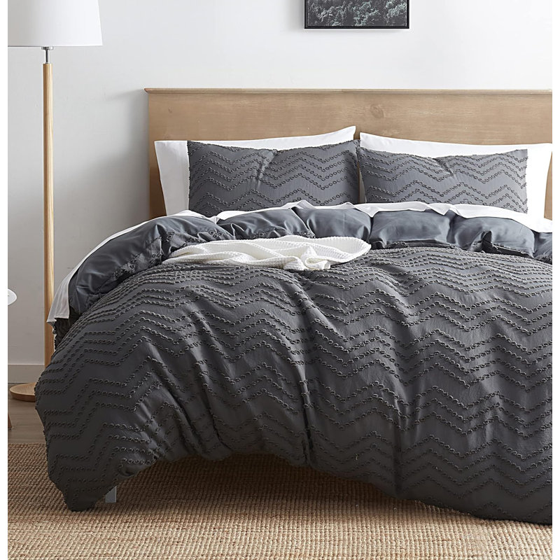 Ensemble de housse de couette toutes saisons avec insert et taies décoratives Soft, Gris, Très grand lit