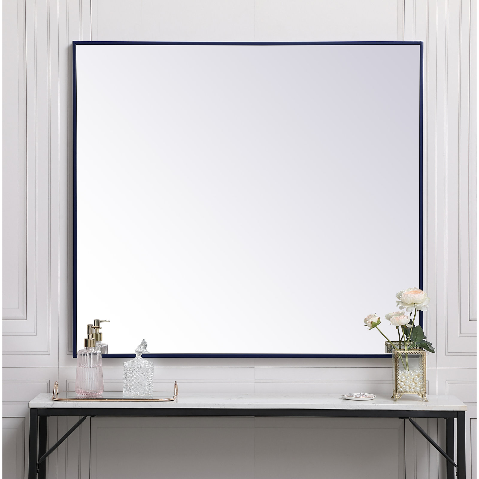 Sabine Metal Rectangle Wall Mirror, 40" x 36", Blue