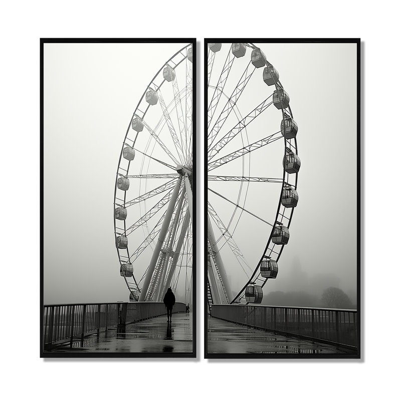 Ensemble de 2 décorations murales industrielles gris et gris Dizzies Heights, H 40 po x l 40 po, Noir