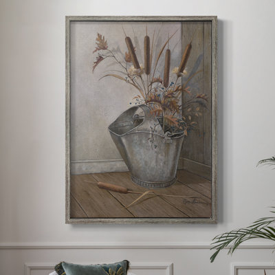 «Berries & Cat Tails», reproduction encadrée - bois massif