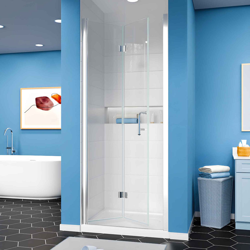 30-31.5 in. W x 72 in. H Frameless Bi-Fold Shower Door in Chrome with Clear SGCC Tempered Glass, Chrome