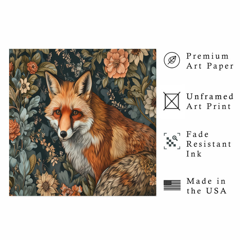 Animaux, reproduction d'art sans cadre William Morris Fox, H 18 po x l 18 po